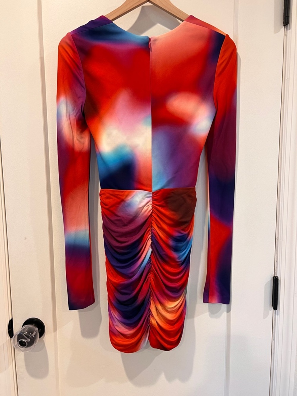 NEW NWT REBECCA VALLANCE Del Prado ruched cutout printed mini dress - Picture 5 of 7